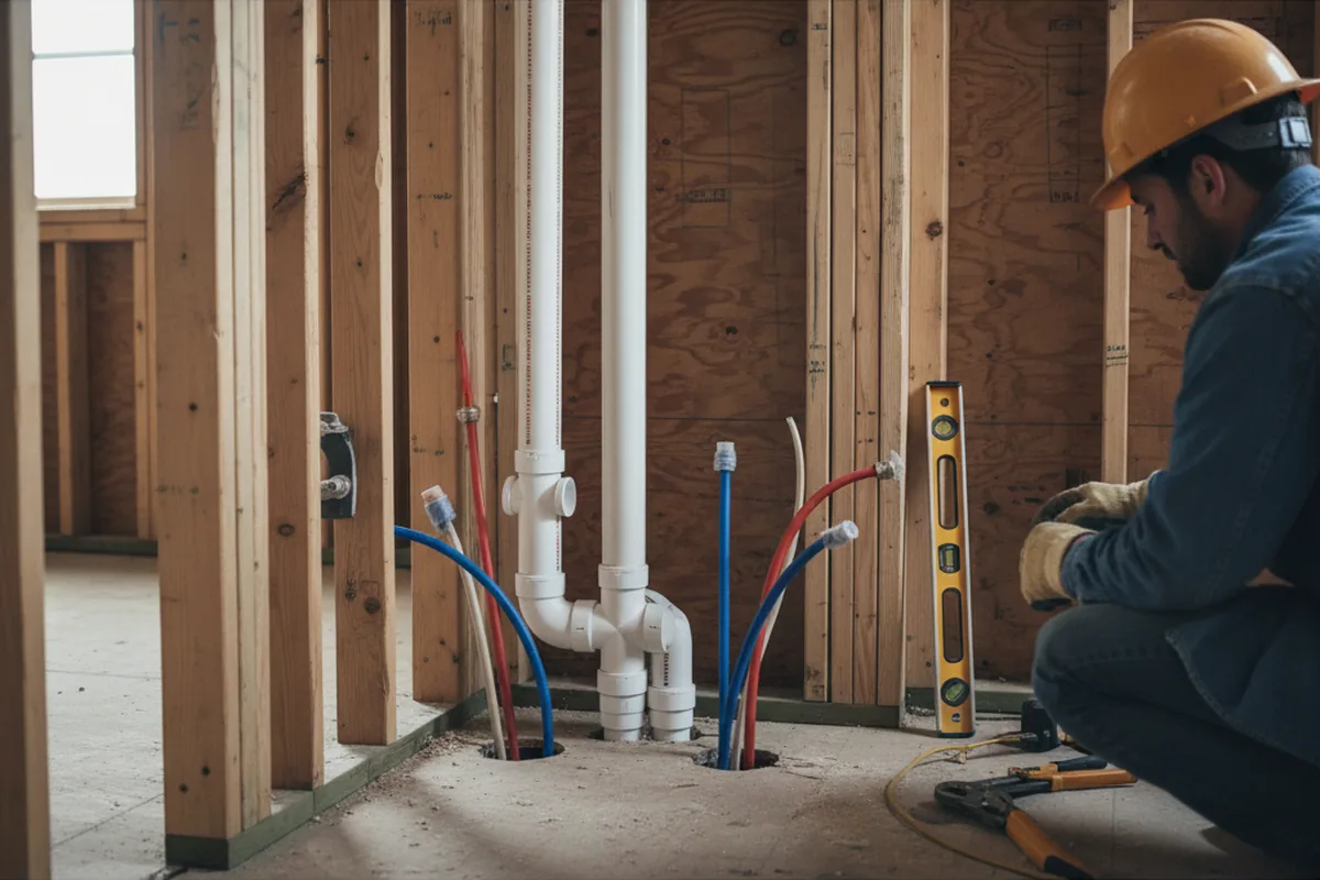 Drain and supply rough-in during Leak Detection in Lake Linden