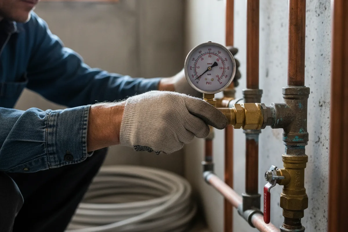 Pressure testing a repaired line during Water Line Repair in Lake Linden